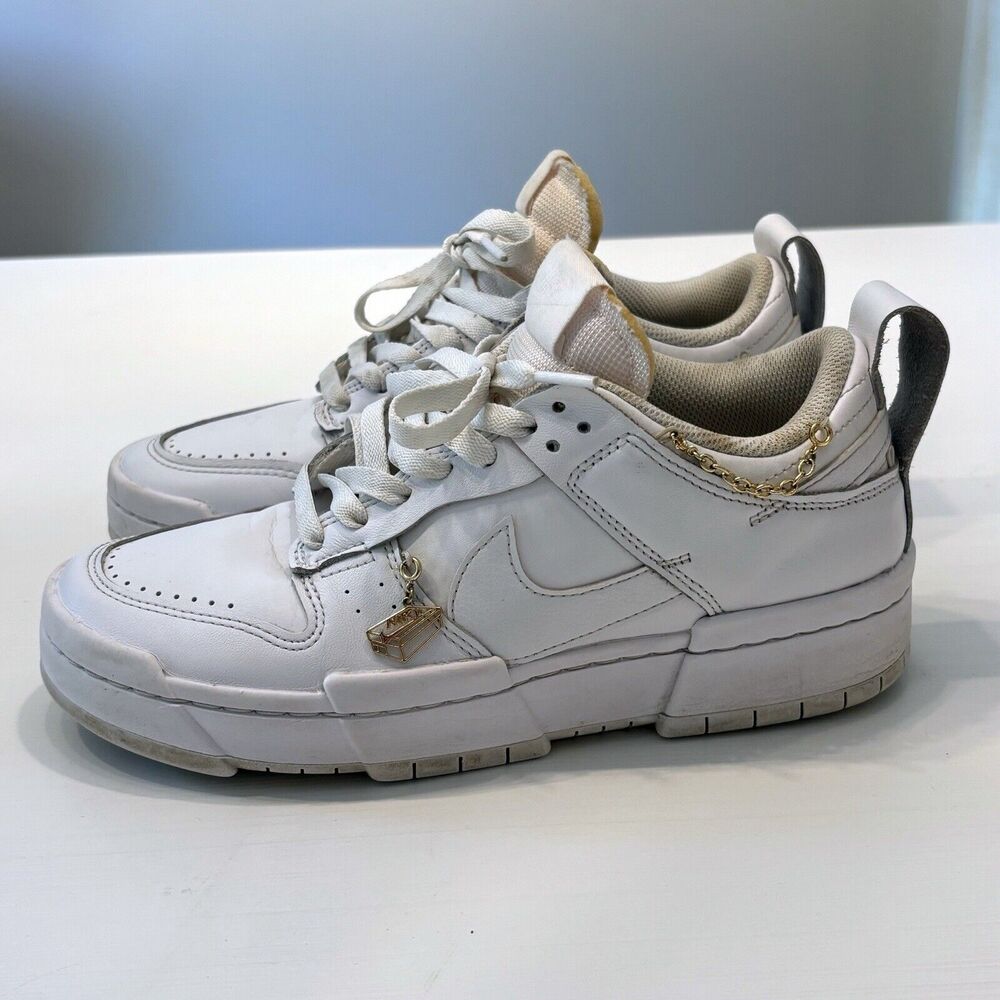 Nike Women's Triple White Dunk Disrupt Low Lucky Charms Sneakers US Size‎ 8.5